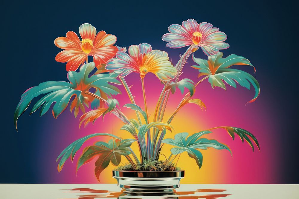 Airbrush art of a little plant painting flower creativity.