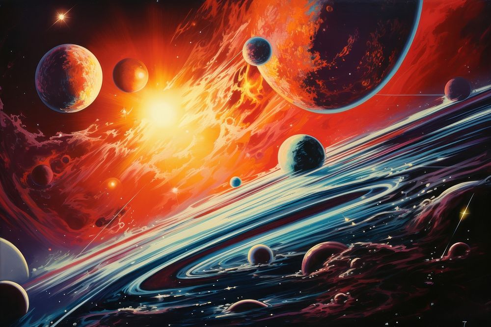 Airbrush art of Galaxy space backgrounds astronomy universe.