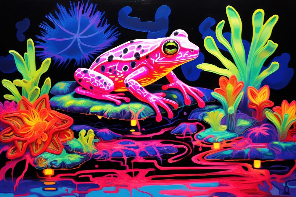 A frog purple wildlife painting.