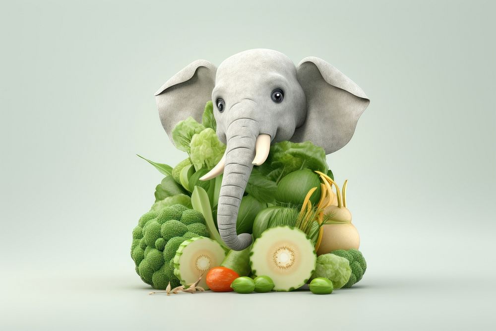 Baby elephant vegetable animal mammal.