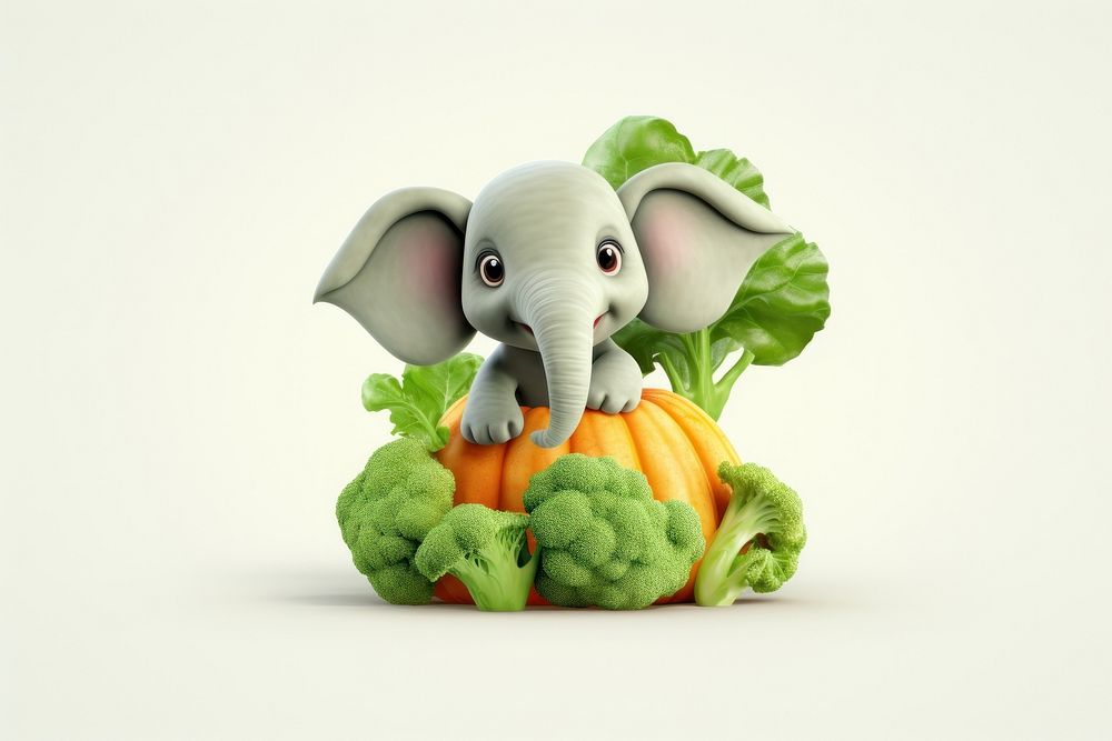 Baby elephant vegetable animal mammal.