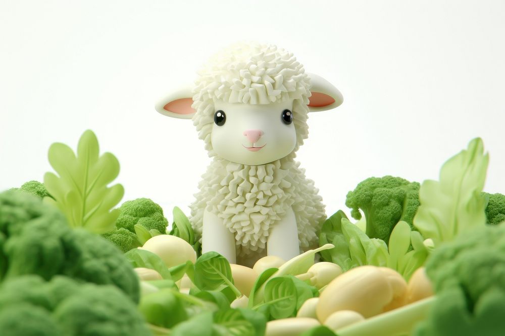 Baby sheep vegetable nature green.