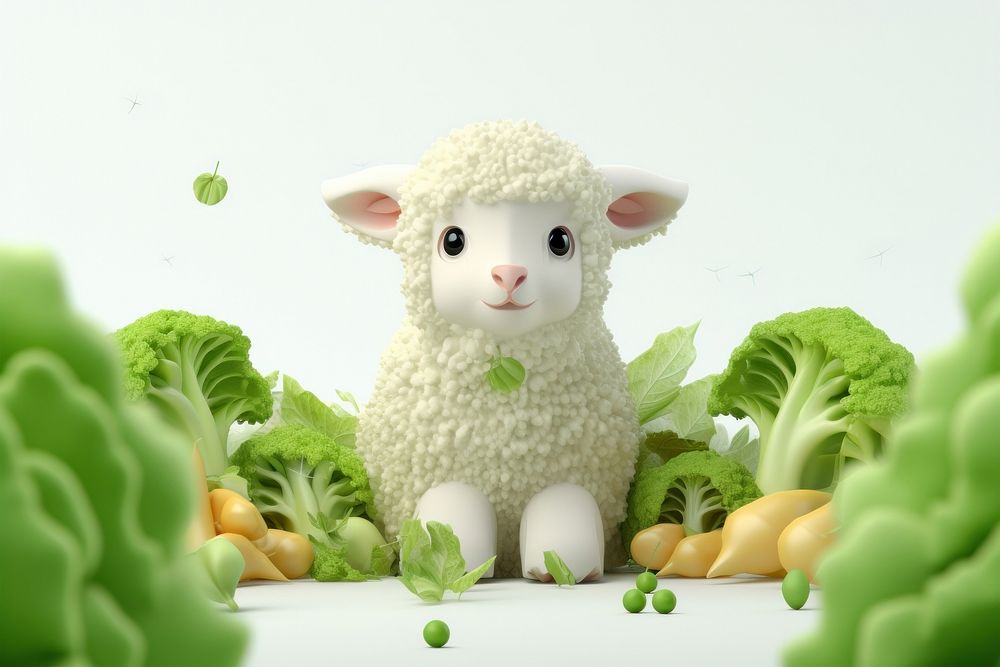 Baby sheep vegetable broccoli plant.