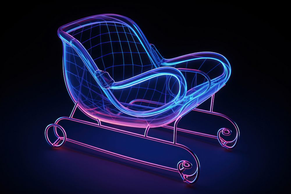 Neon baby wireframe furniture chair light.