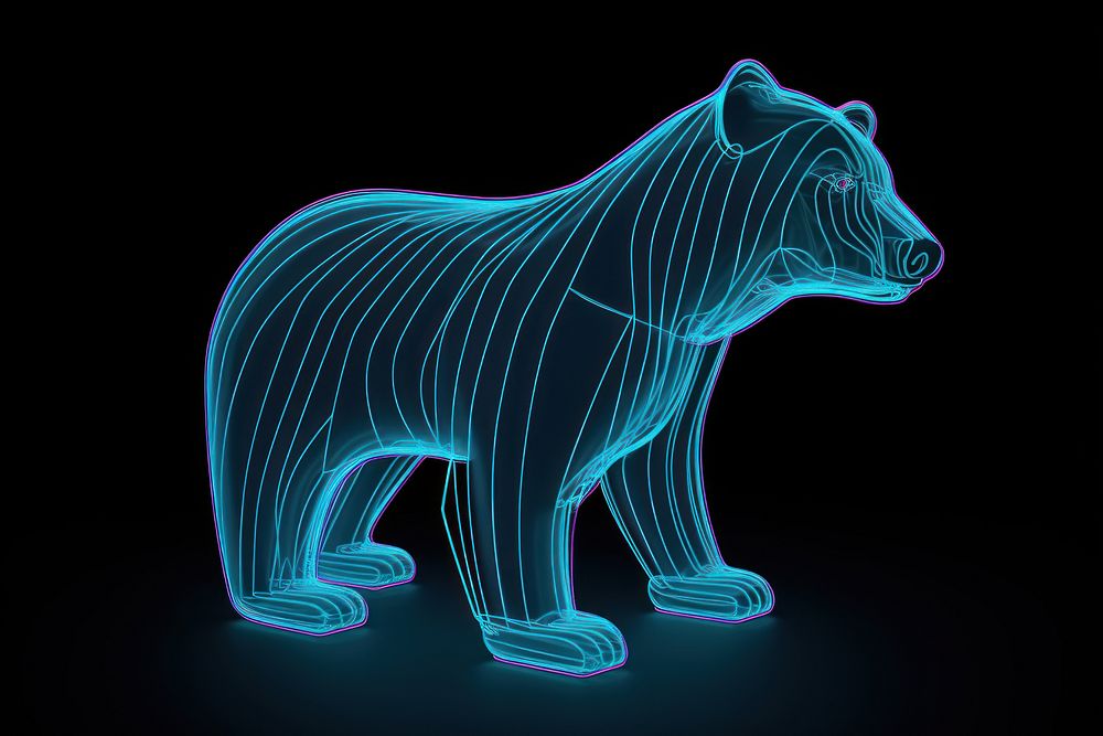Neon bear wireframe mammal animal light.