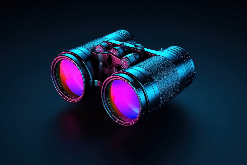 Neon binoculars wireframe light technology darkness.