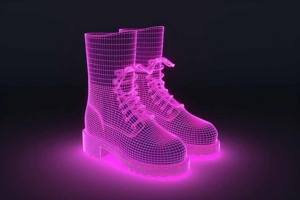 Neon boots wireframe footwear light shoe.