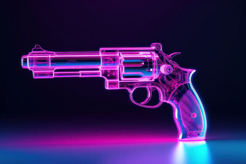 Neon gun wireframe handgun weapon light.