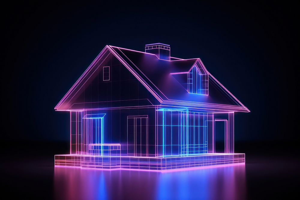 Neon home wireframe diagram light neon.