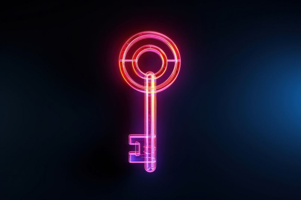 Neon key wireframe light neon security.