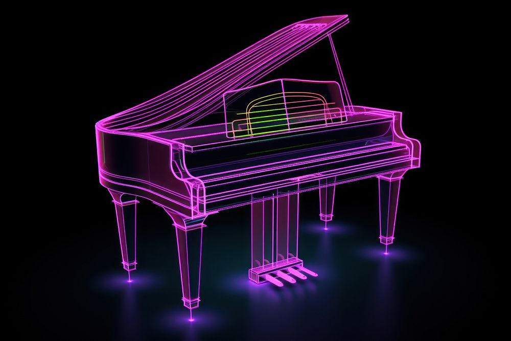 Neon piano wireframe light keyboard neon.
