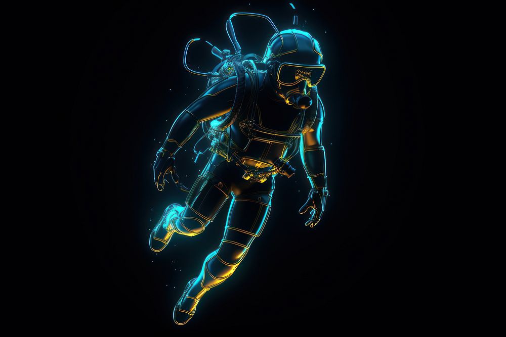 Neon scuba diving wireframe light sports invertebrate.