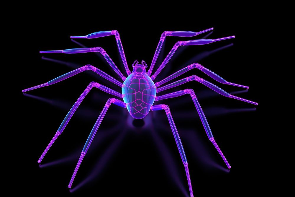 Neon spider wireframe neon arachnid animal.