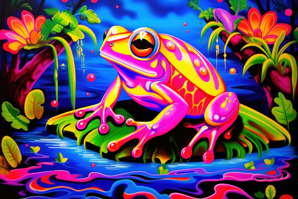 A frog purple amphibian painting.