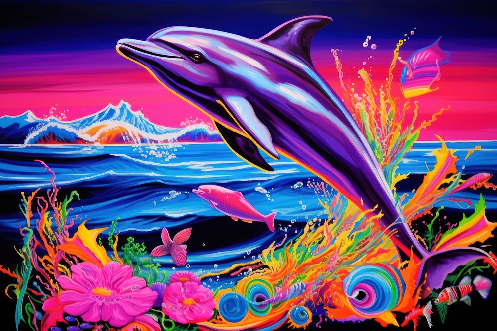 Dolphin purple outdoors painting.