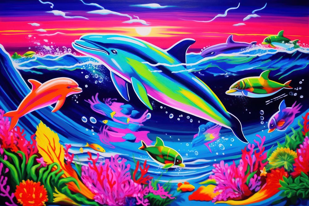 Dolphin painting outdoors animal.