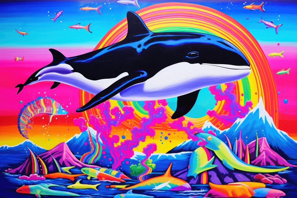 Killer whale painting dolphin animal.