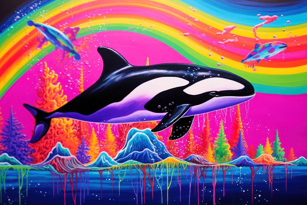 Killer whale painting animal mammal.