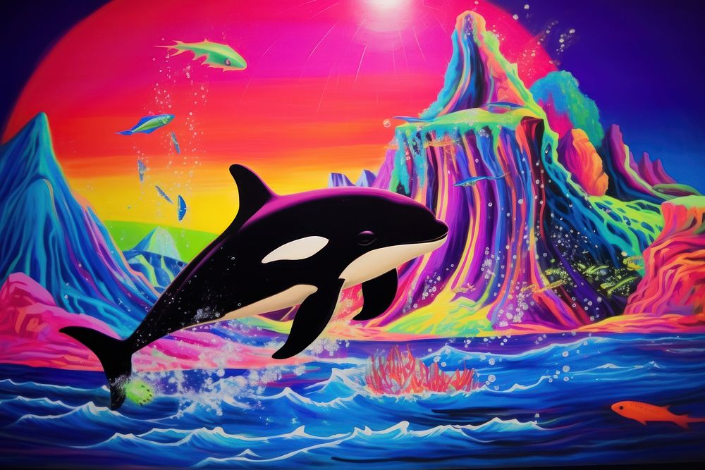 Killer whale painting outdoors animal.