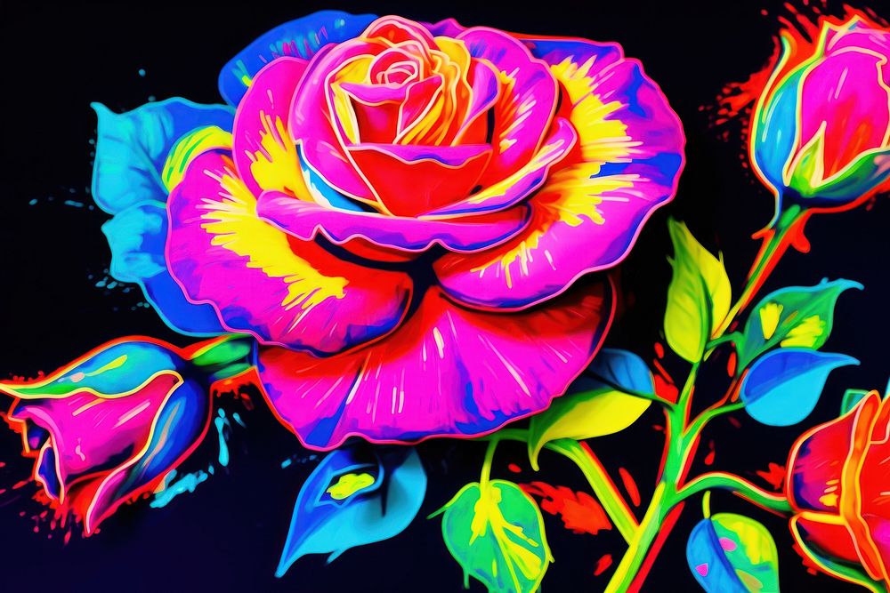 Rose flower painting pattern purple.