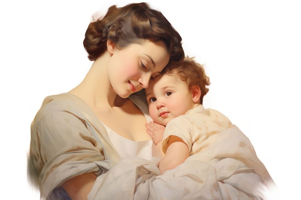 A mother holding her baby portrait newborn adult.