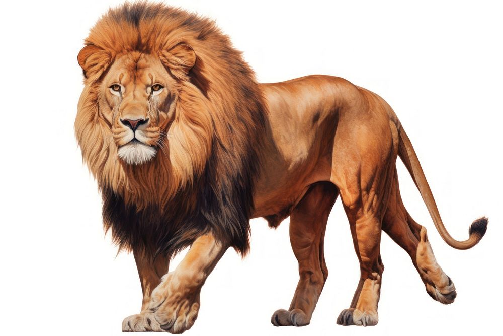A lion animal mammal white background.