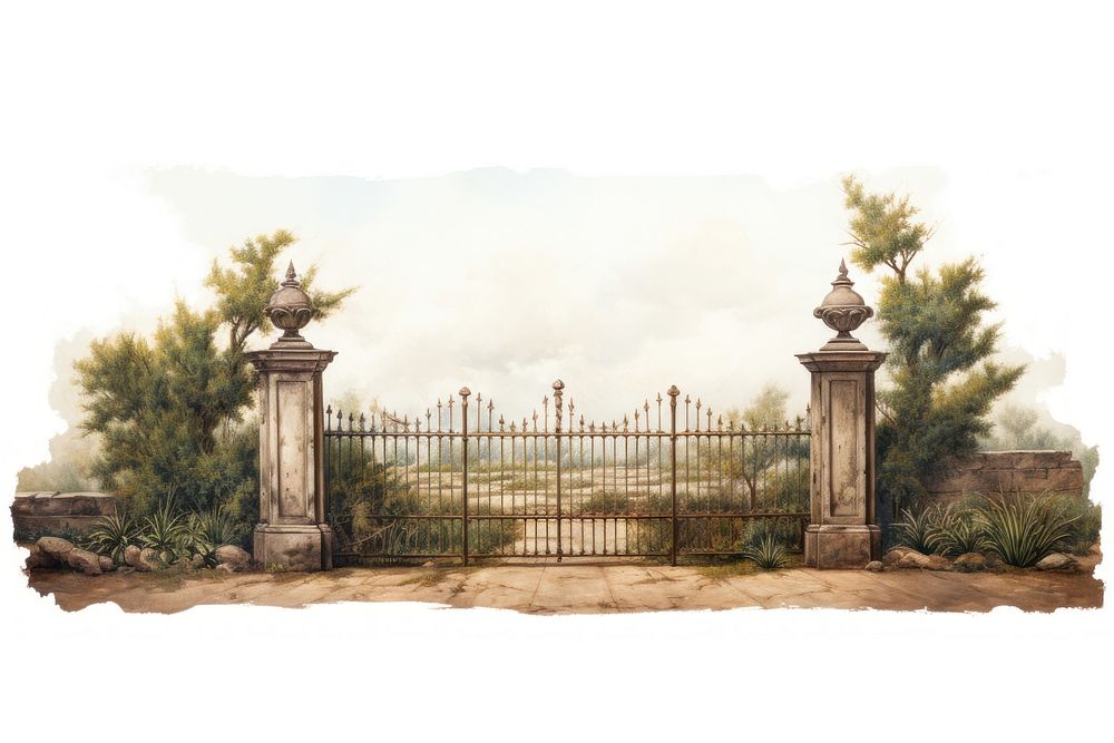A park border outdoors fence gate.