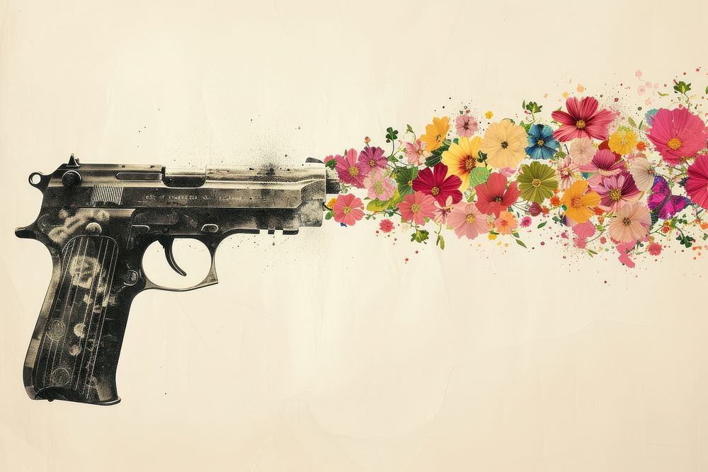 Flower gun art handgun.