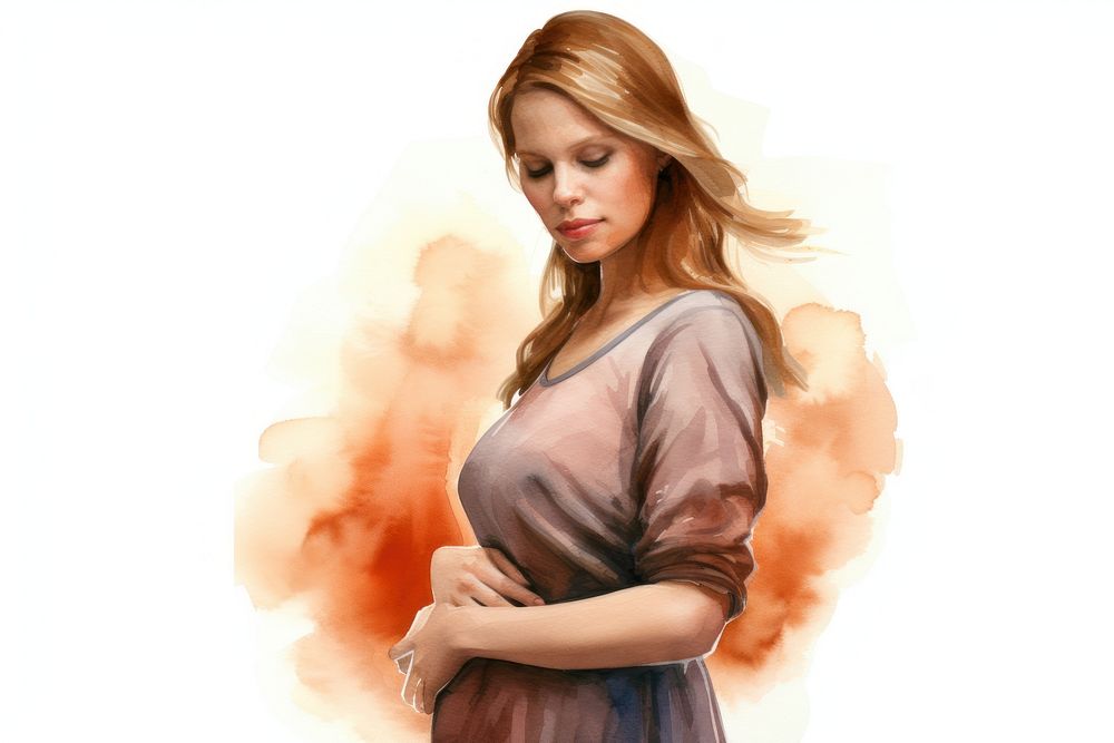 A pregnant woman painting portrait fashion.