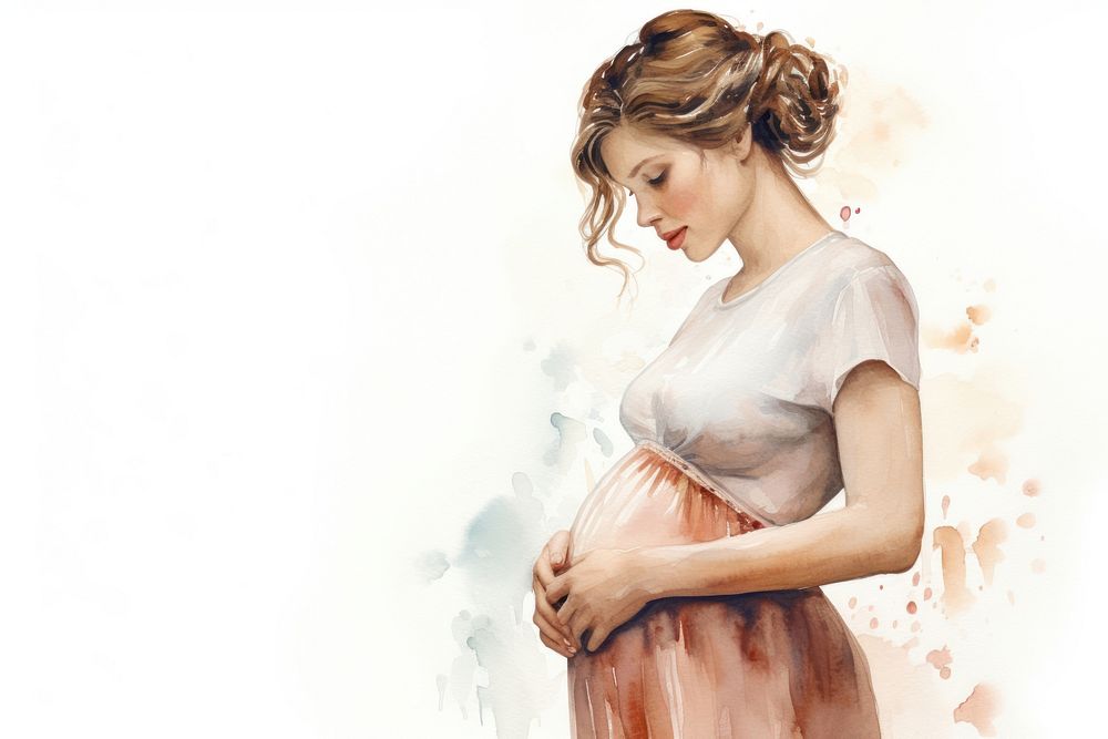 A pregnant woman painting portrait adult.