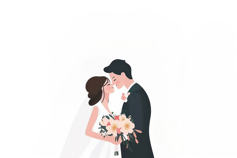 Wedding flower kissing cartoon dress.