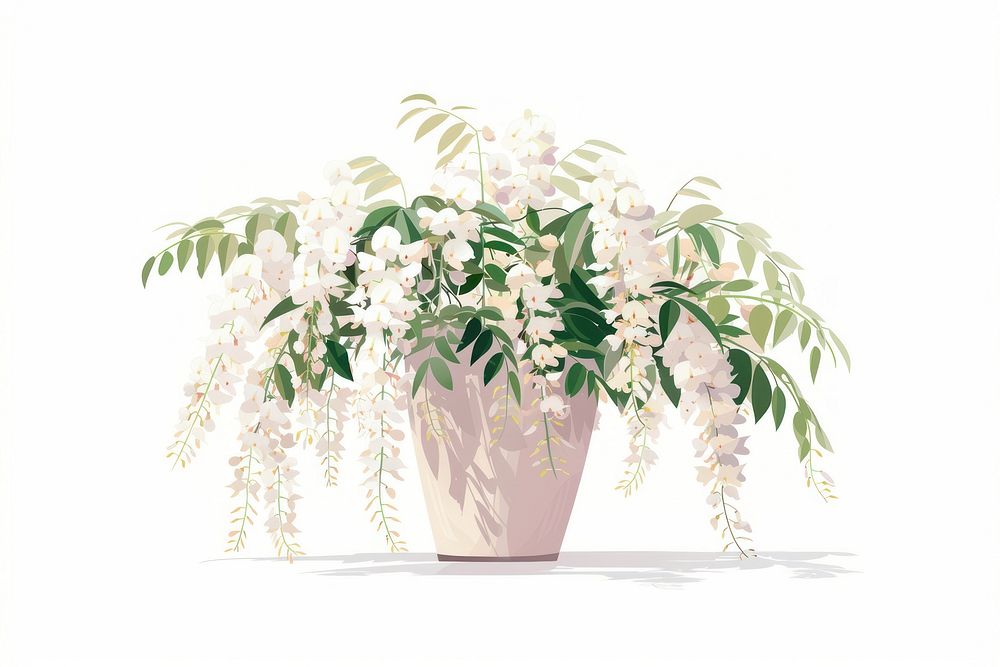 White wisteria flower plant leaf.