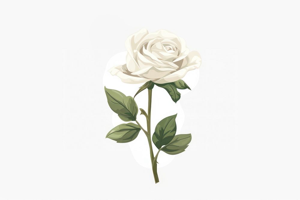 White rose flower plant art.