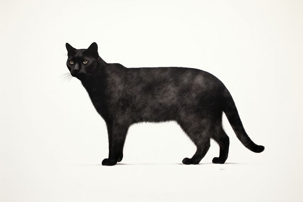 Silkscreen cat mammal animal black.