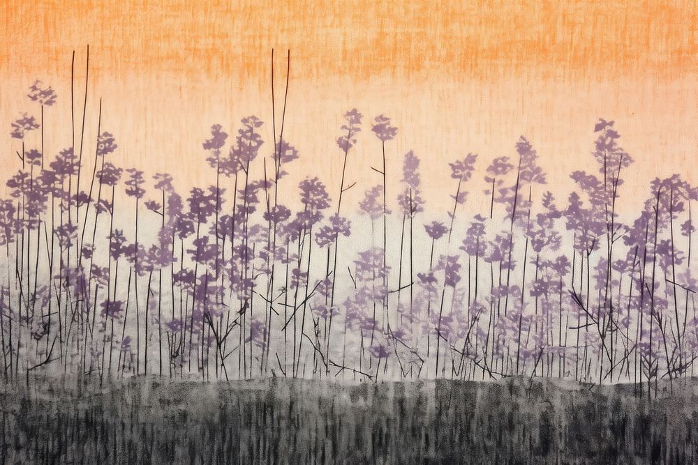 Flower garden silkscreen backgrounds lavender outdoors.