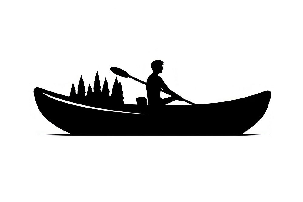 Kayak silhouette canoeing vehicle.