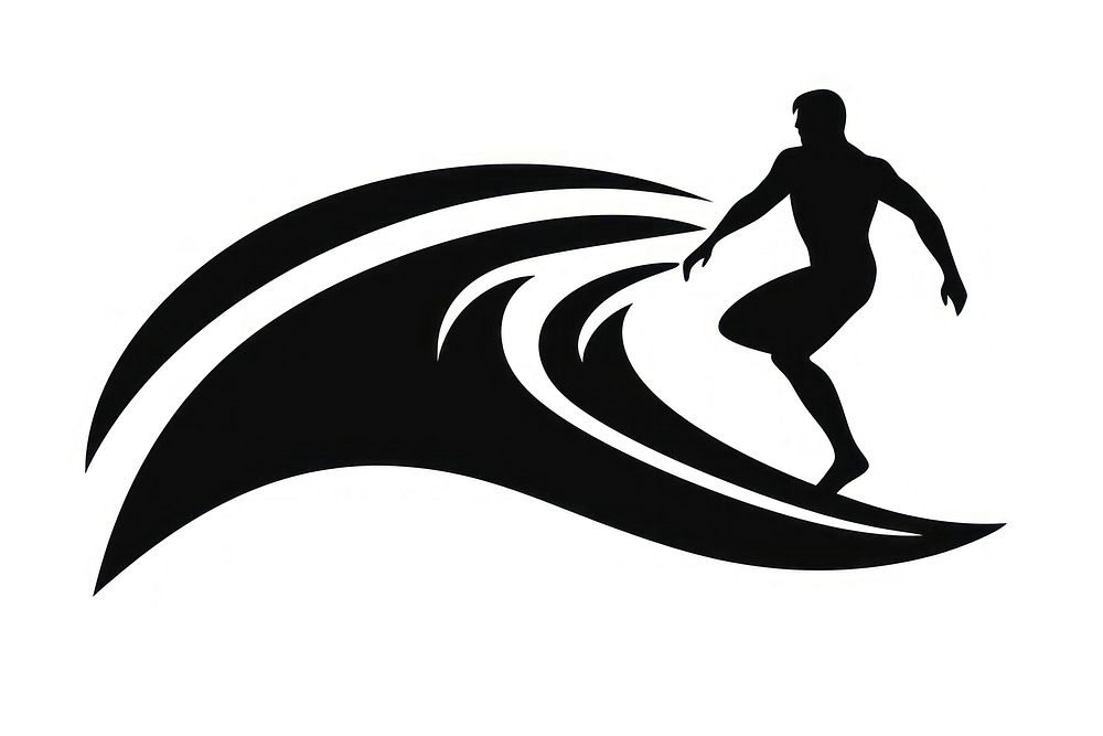 Surfing silhouette logo black.