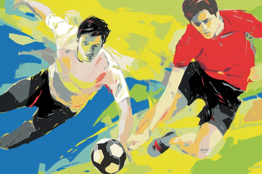 Football match painting sports adult.