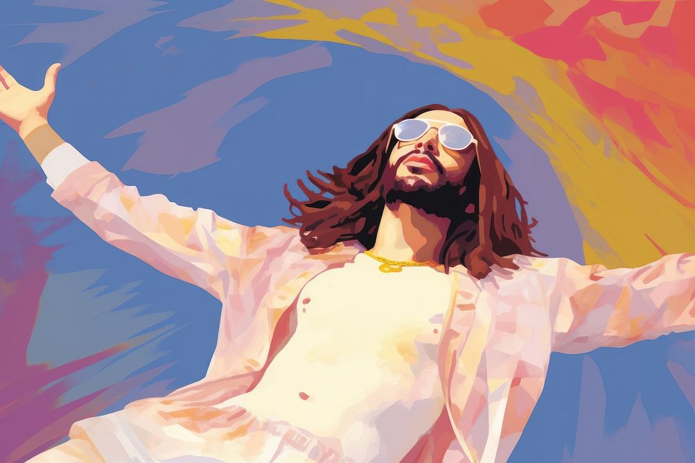 Jesus wears sunglasses painting adult art.