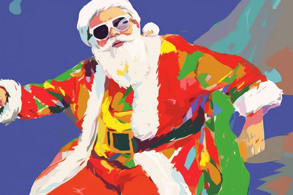 Santa claus wear sunglasses abstract art celebration.