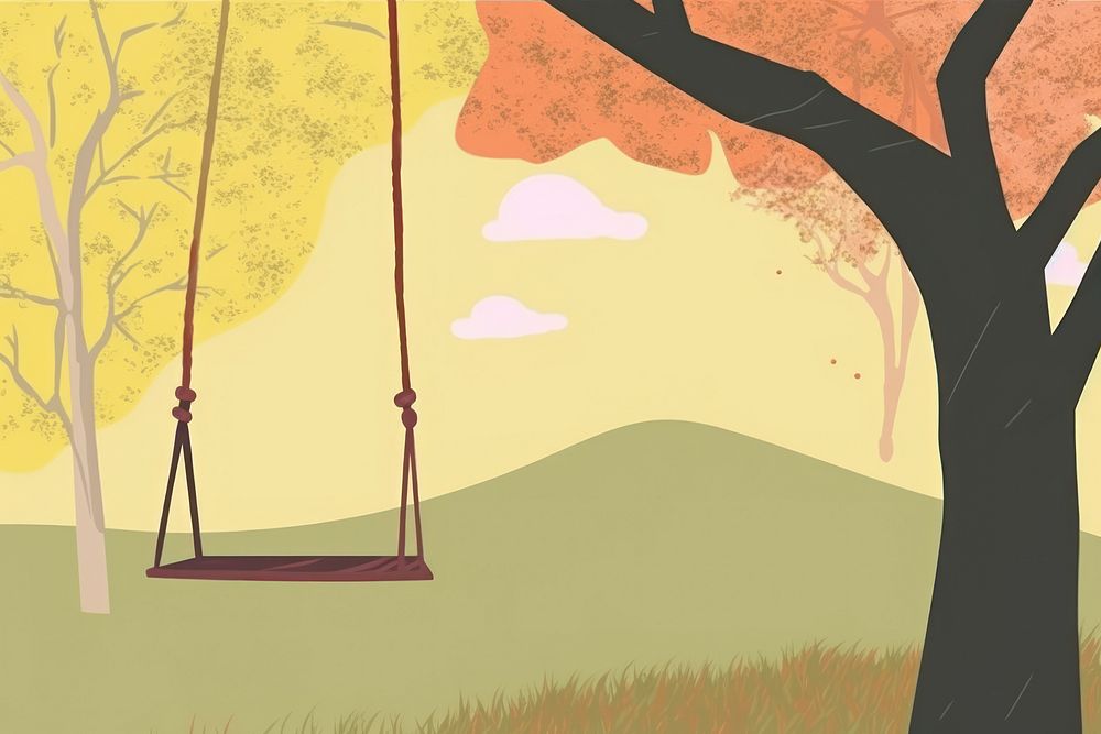 Swing with tree background outdoors art tranquility.