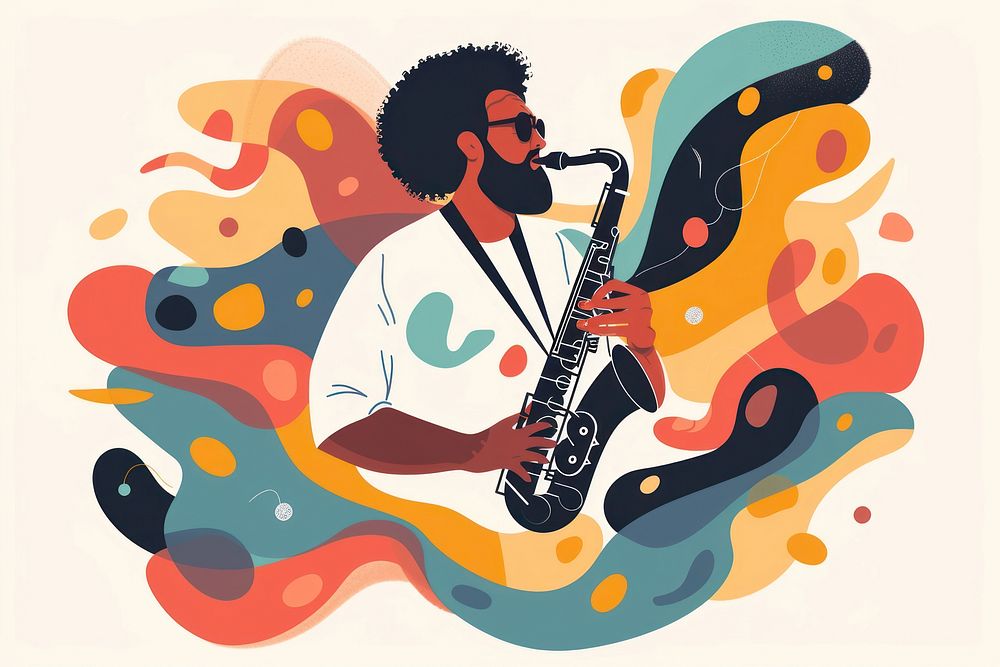 Jazz musician of different playing musical instrument and singing saxophone adult individuality.