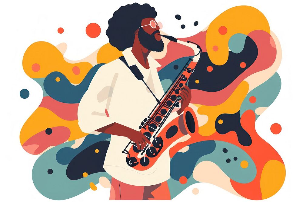 Jazz musician of different playing musical instrument and singing saxophone saxophonist performance.