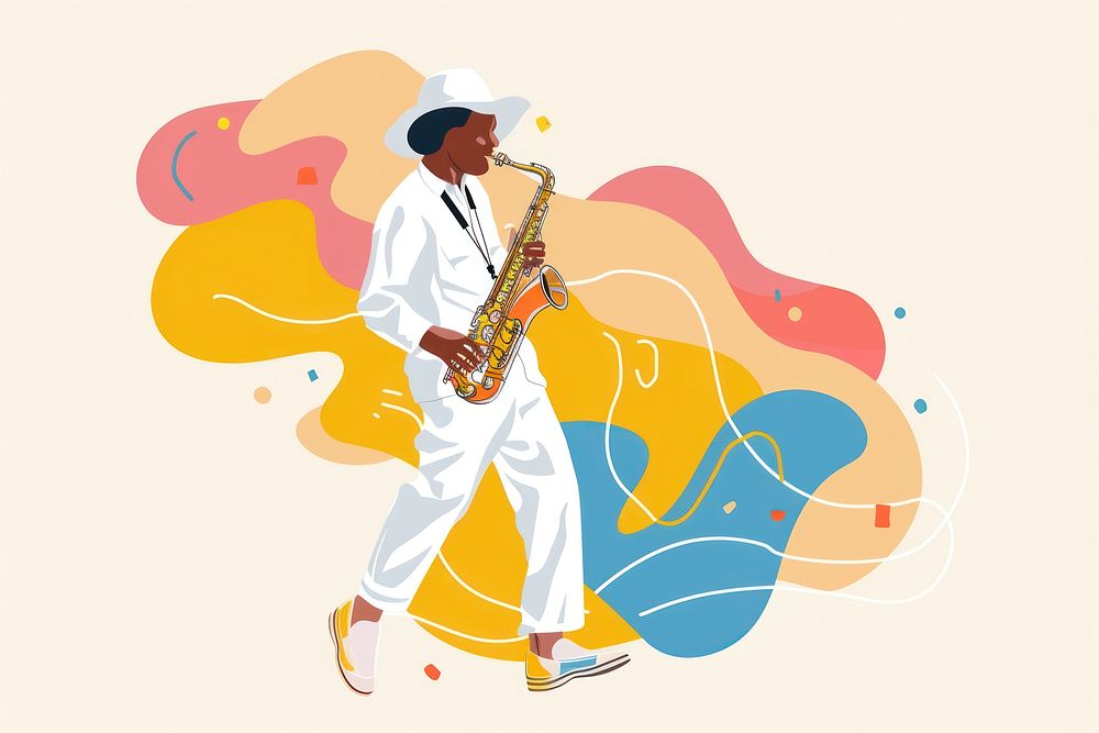 Jazz musician of different playing musical instrument and singing saxophone adult performance.