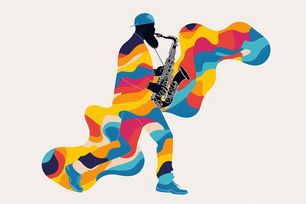 Jazz musician of different playing musical instrument and singing saxophone art performance.