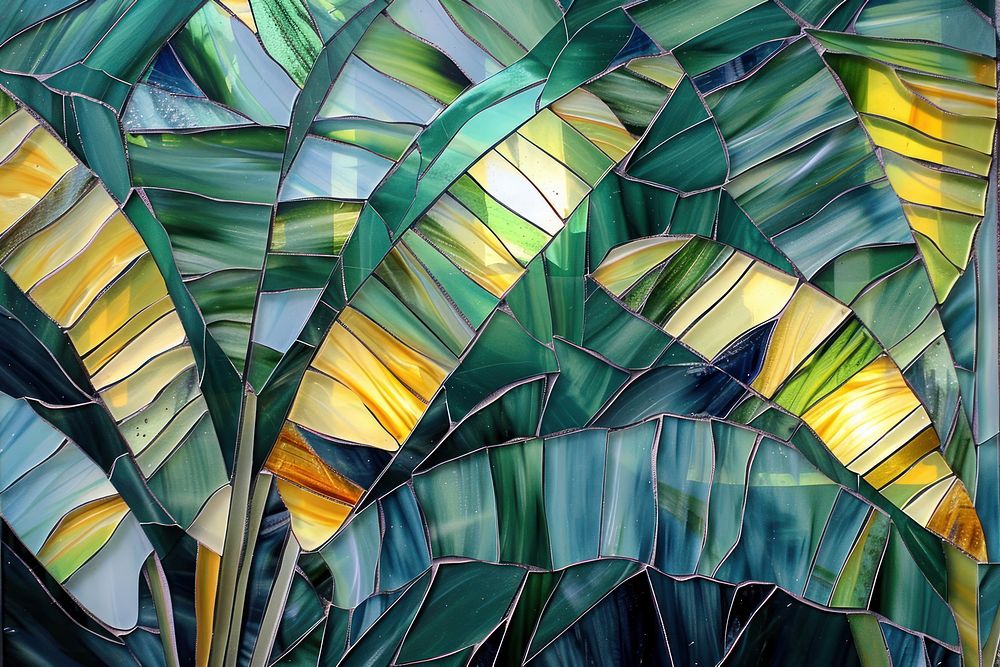 Banana leaf backgrounds glass art.