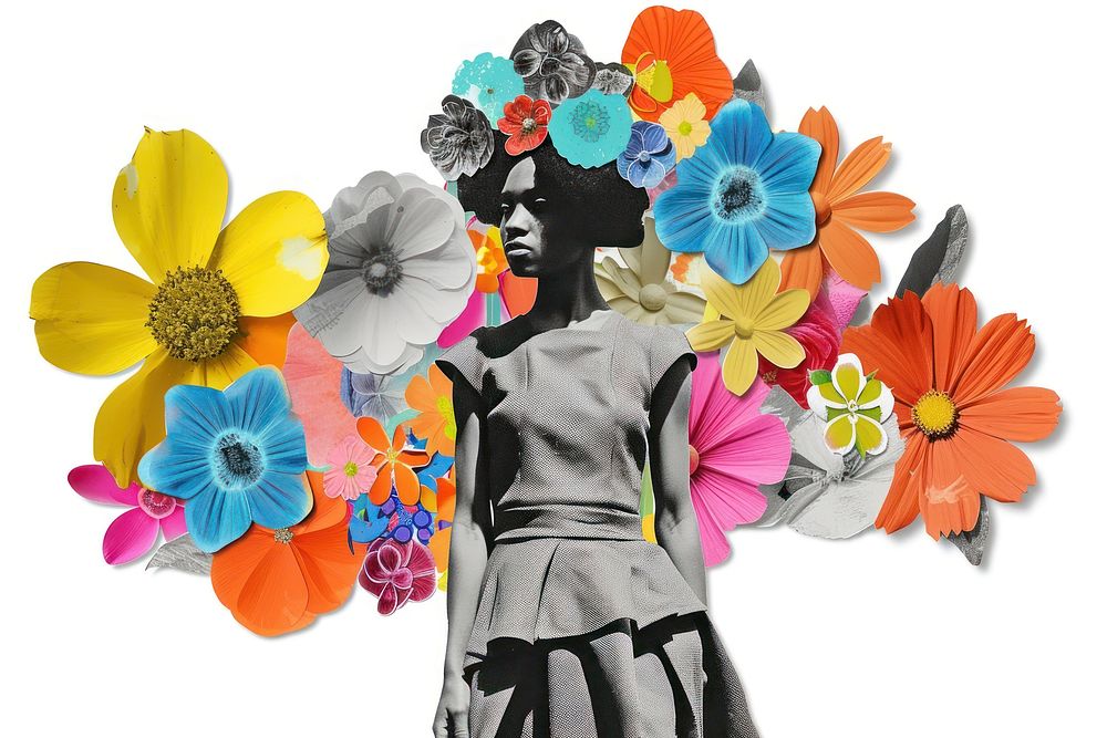 Paper collage of fashion catwalk flower art petal.