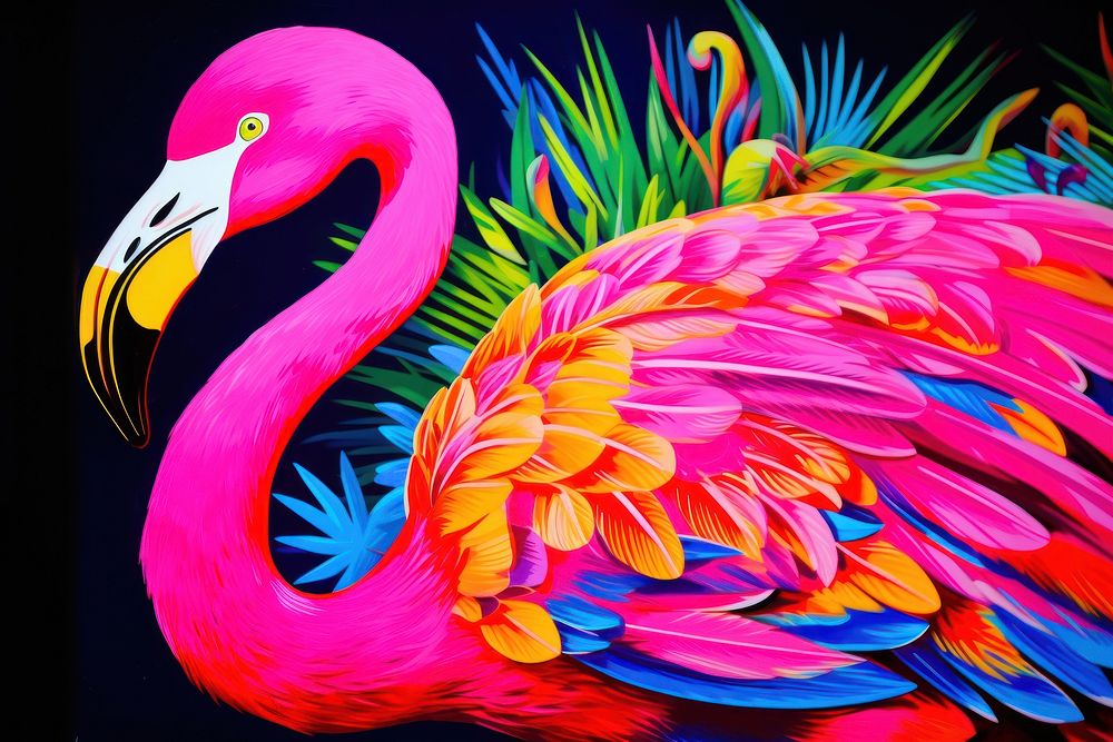 A flamingo animal yellow bird.