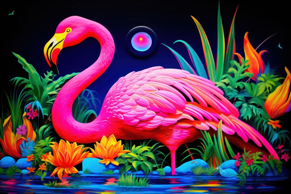 A flamingo painting animal bird.