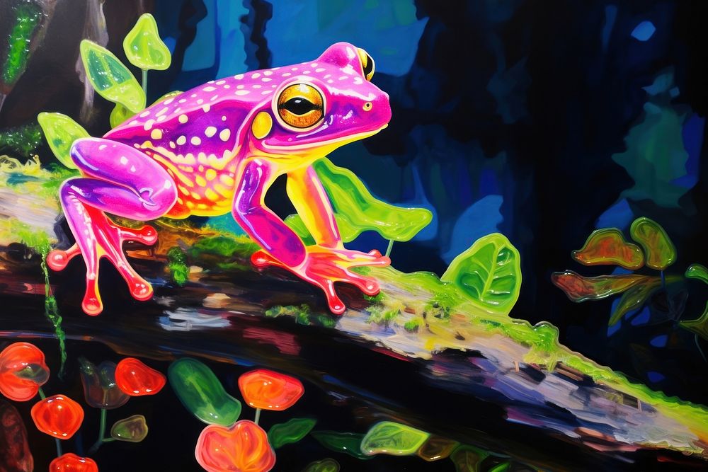 A frog purple amphibian wildlife. | Free Photo Illustration - rawpixel